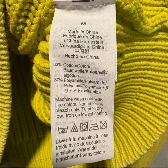 J. Crew Chunky Knit Sweater Crewneck Chartreuse Yellow Green Size M {AK184} - Picture 6 of 8